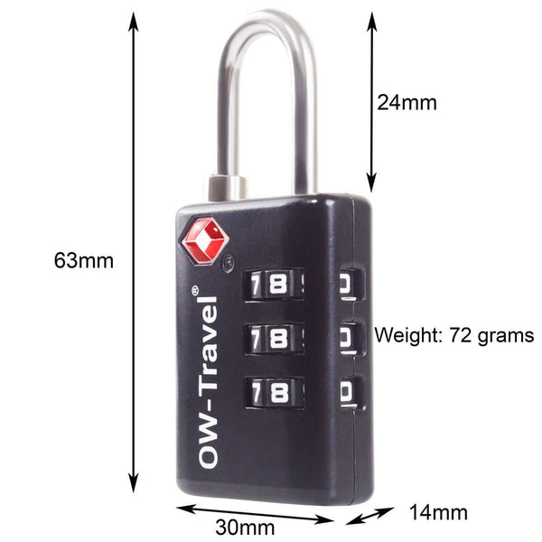 ✅ 3 Dial TSA Combination Padlock with INSPECTION SEARCH ALERT - Travel Sentry Approved Heavy Duty Number Lock for Suitcases, Luggage, Gym Lockers and Tool Boxes - One-Wear