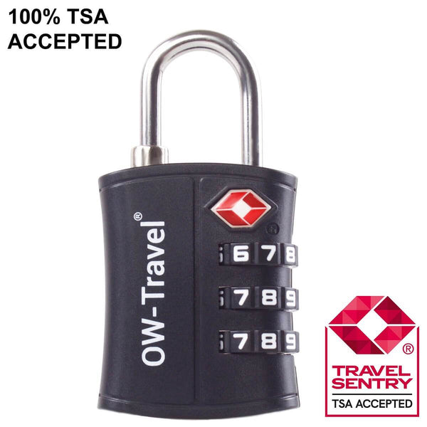 ✅ 3 Dial TSA Combination Padlock - Travel Sentry Approved Heavy Duty Number Lock for Suitcases, Luggage, Gym Lockers and Tool Boxes - One-Wear