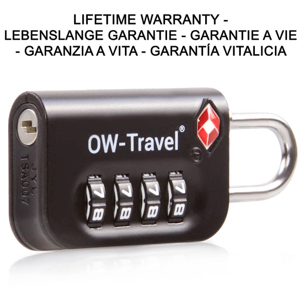 ✅ 4 Dial TSA Combination Padlock - Travel Sentry Approved Heavy Duty Lock for Suitcases, Luggage, Gym Lockers and Tool Boxes - One-Wear