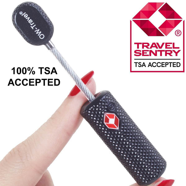 ✅ TSA Key Cable Padlock - Heavy Duty Travel Sentry Approved Lock for Suitcases, Luggage, Gym Lockers and Tool Boxes - One-Wear